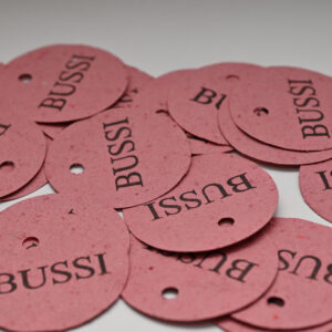 Rot-Rosa Etiketten "Bussi"