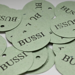 Grüne Etiketten "Bussi"